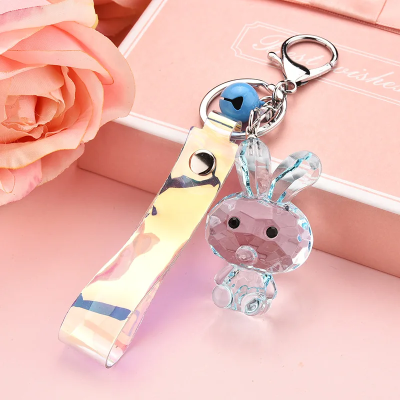 Cute Cartoon Transparent Rabbit Keychain 2021 Trend Fantasy Crystal Bunny Doll Pendant Key Ring Backpack Car Ornaments Gifts |