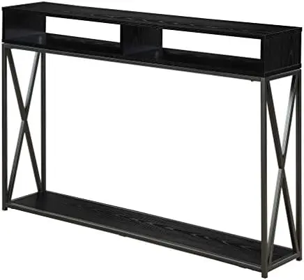

Console Table with Shelf, Weathered Gray/Black