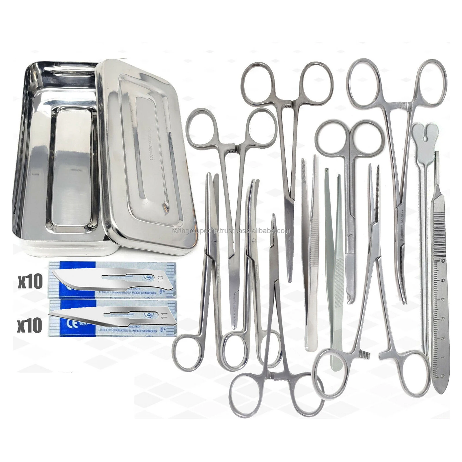 

Basis of Surgical Instruments OR Grade 33 Pcs Basic Minor Surgery Stainless Steel Tools w Instrument Box