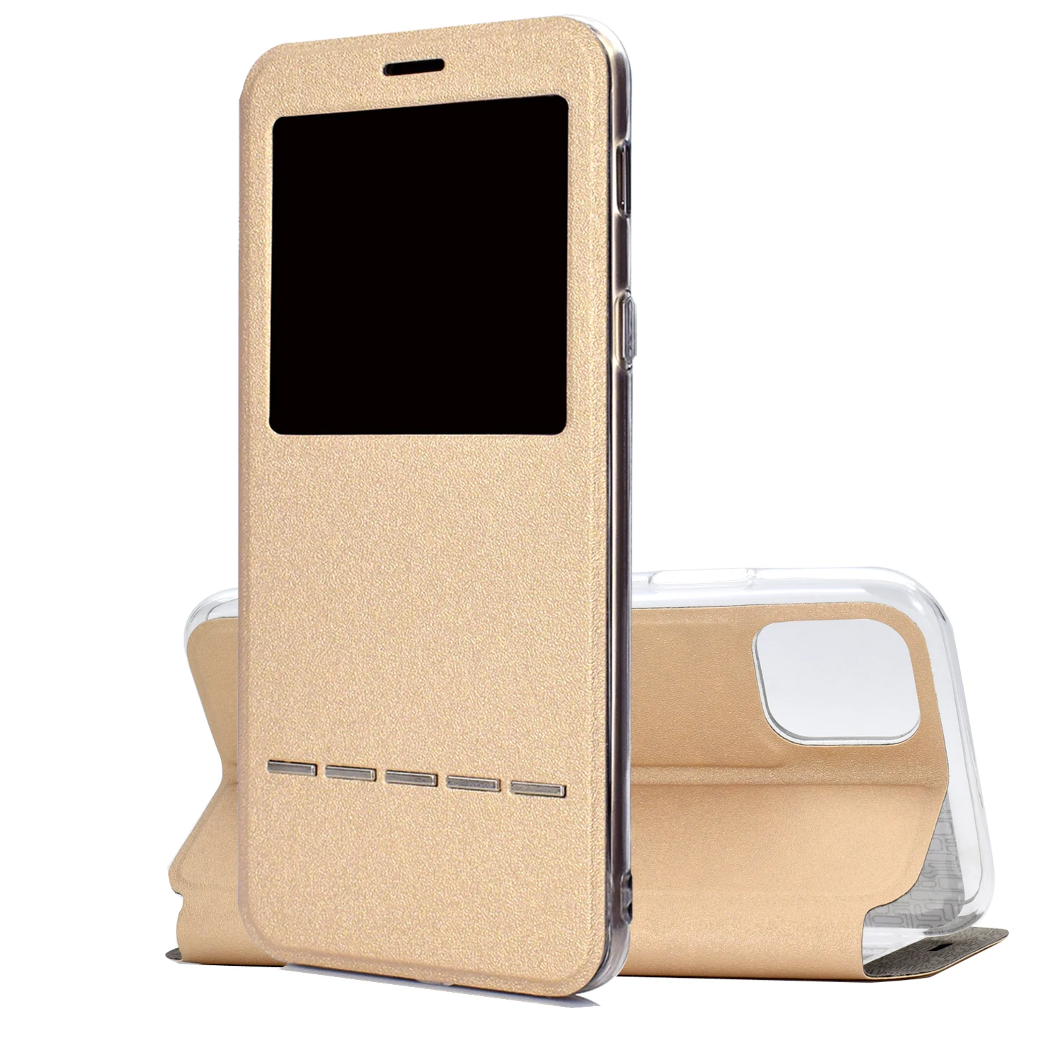 Open Window Case for iPhone 12 11 Pro Max XR X XS 7 8 6 SE 2020 Slim Flip Cover Leather Magnetic Matte Protection Phone Coque