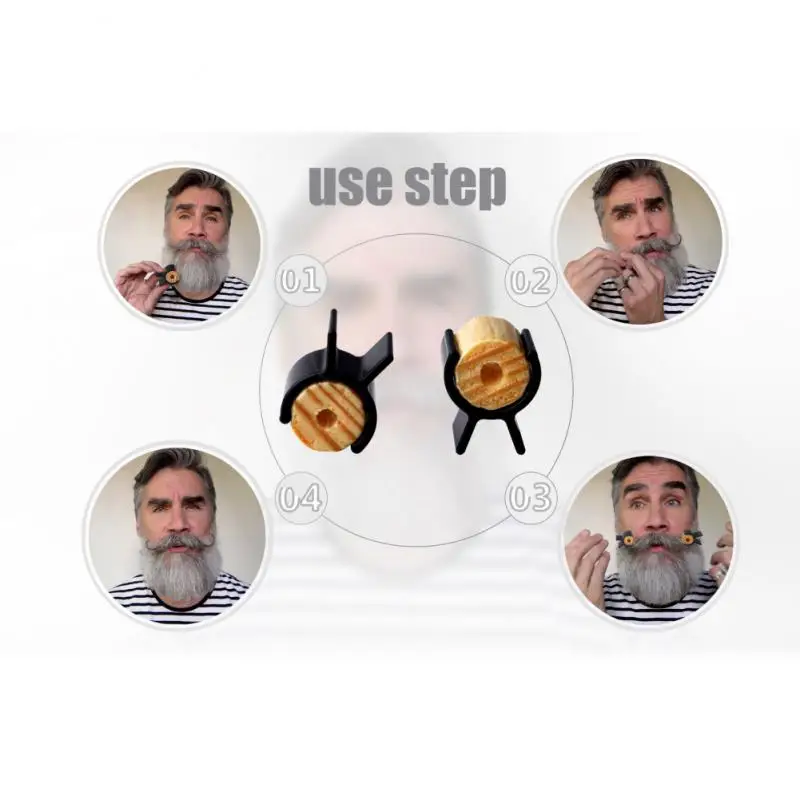 

New Mustache Curling Tool Wood Wheels Silica Gel Handlebar Beard Styling For Men Salon Mustache Template Trimming Accessories