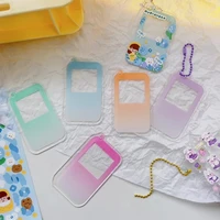 1 inch idol postcard photo card holder phone shaped instant picture album keychain id card case keyring women bag pendant gift