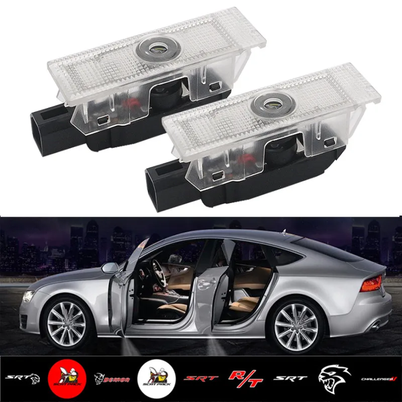 

2Pcs LED Door Sign Light Ghost Sign Projector For Dodge Challenger SRT Scat Pack Demon Charger Hellcat RT Super Bee accesories