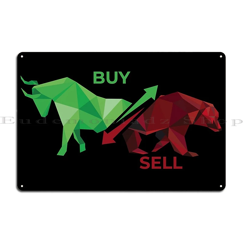 Bull Market Vs Bear Bullish Bearish Buy Sell металлические знаки дизайнерская настенная пещера