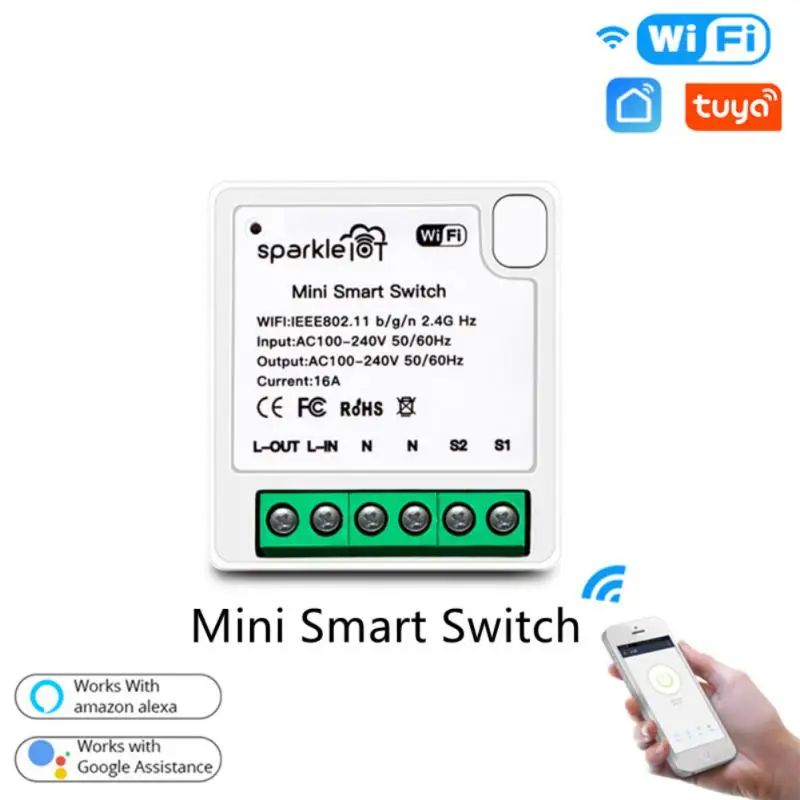 

Tuya Wifi Smart Switch Ac100-240v Light Switches Homekit Mini Breaker Module Voice Control 16a Smart Home Touch Wall Switch