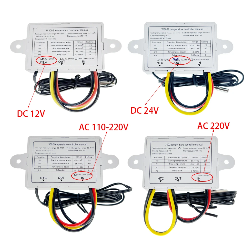 Цифровой регулируемый термометр W3002 новый терморегулятор постоянного тока 12 В 24