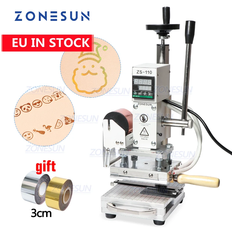 ZONESUN ZS110 slideable workbench Digital hot foil stamping machine leather embossing bronzing tool for wood wood PVC paper DIY