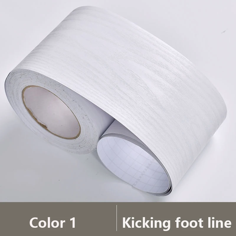 

1PC PVC Self-adhesive Wood Grain Waistline Wallpaper Waterproof Wall Border Baseboard Sticker Vinyl Decal Home Decor Sticker