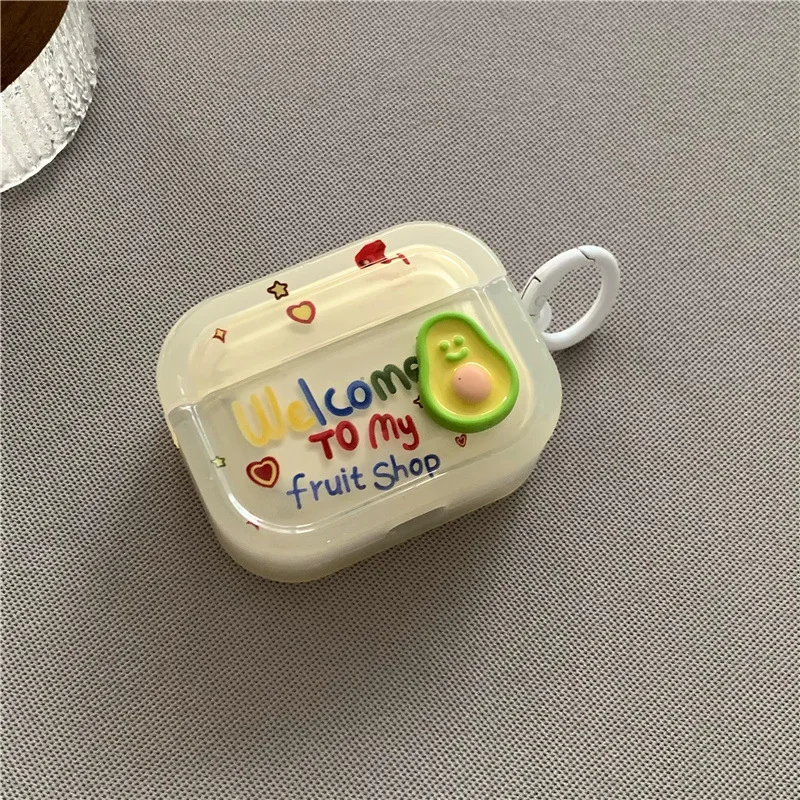 

3D Cartoon Love Avocado Cute Case For AirPods 3 2 1 Pro Soft Silicone Wireless Bluetooth Earphone Shockproof Cover for air pods