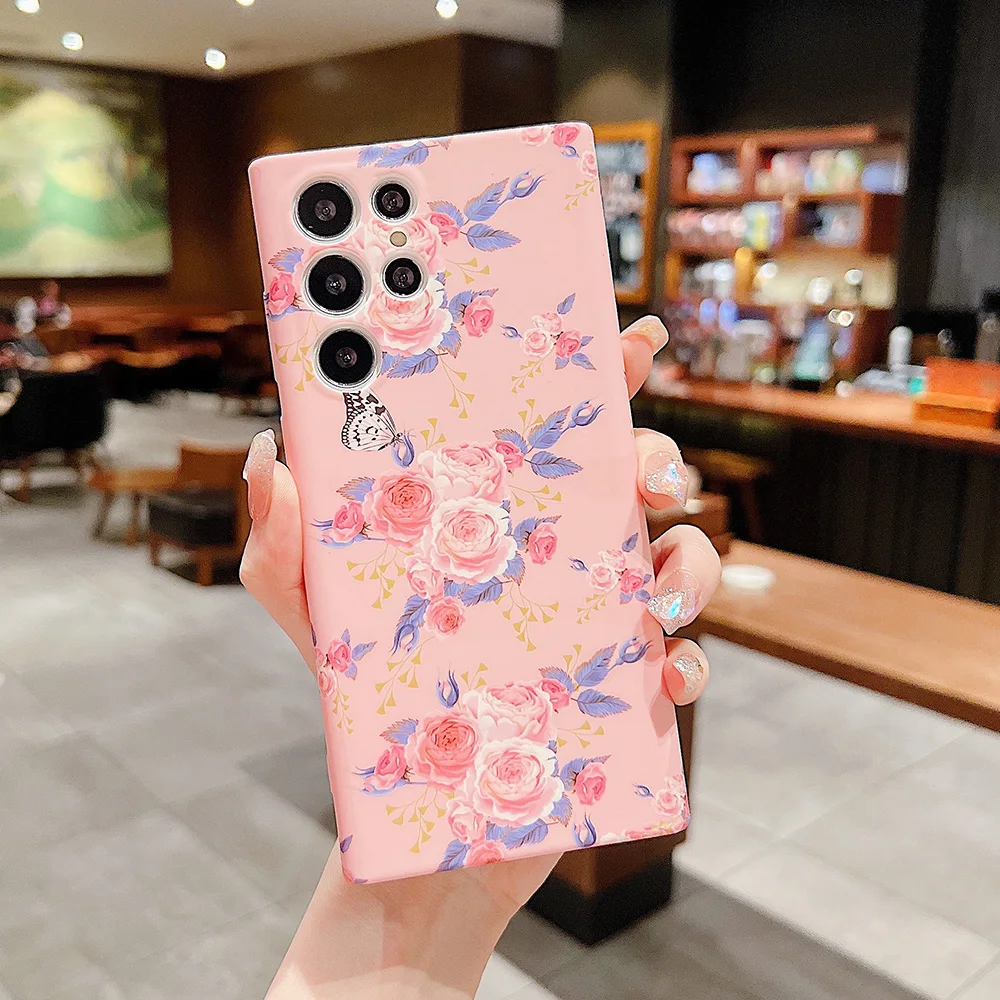 

Luxury Flower Phone Case For Samsung Galaxy A53 A52 A33 A32 5G S22 FE S21 Plus S20 Ultra Cute Cover Soft Shockproof Coque