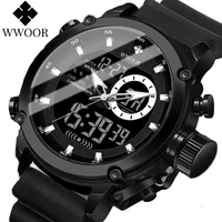 wwoor new watches for men luxury black digital mens wristwatch military sports quartz male watch silicone strap waterproof clock