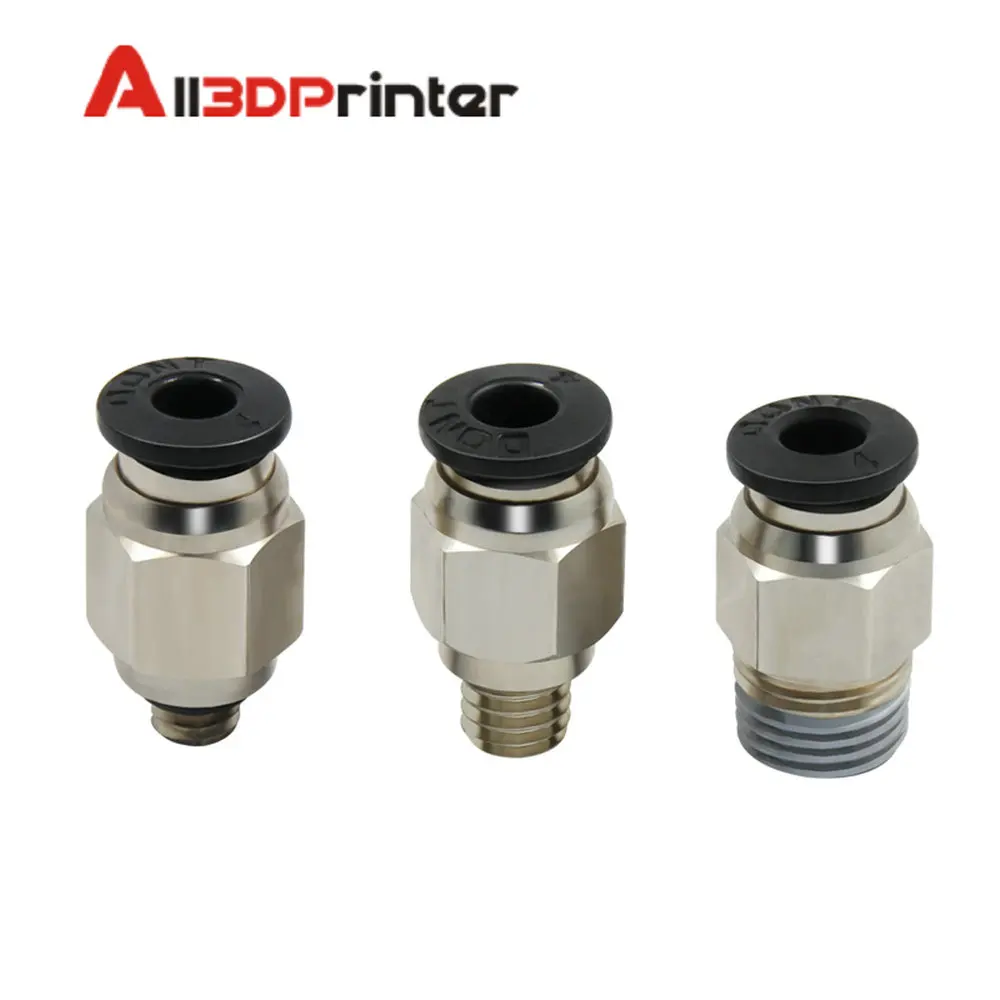 5PCS Pneumatic Connectors For 3D Printers Parts Bowden Quick Jointer Coupler 1.75/3mm Pipe pc4 m6 m10 Fittings PTFE Tube 2/4mm