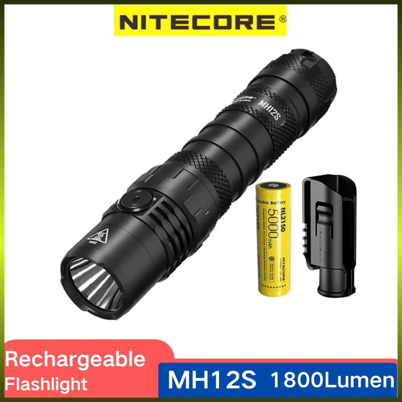 

Светодиодный тактический фонарик NITECORE MH12S, 1800 люмен, USB-перезаряжаемый аккумулятор 5000 мАч для охоты, кемпинга