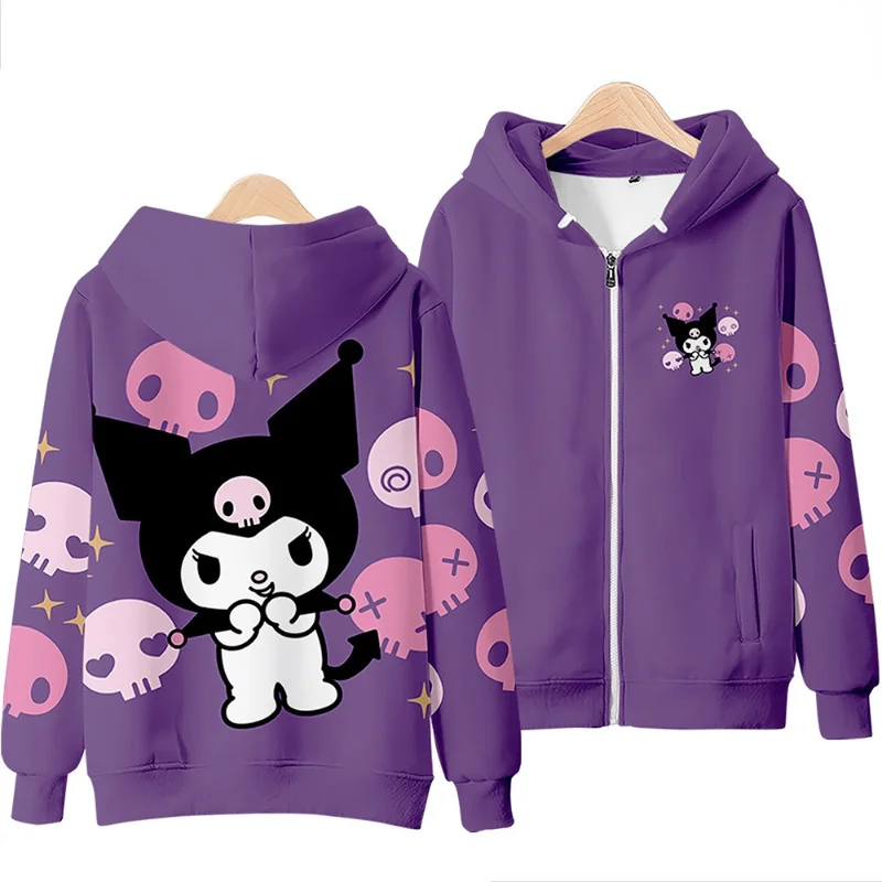 

Cartoon Sanrio Kuromi Cosplay Costume Hoodies Coat Top Y2k Harajuku Sweater Jacket Spring Autumn Anime Cute Loose Sweatshirt