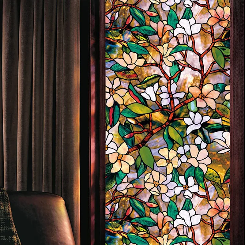 

Window Privacy Film artscape Magnolia Window Film stickers Non Adhesive Static Cling glass Stickers Sun UV Blocking Heat