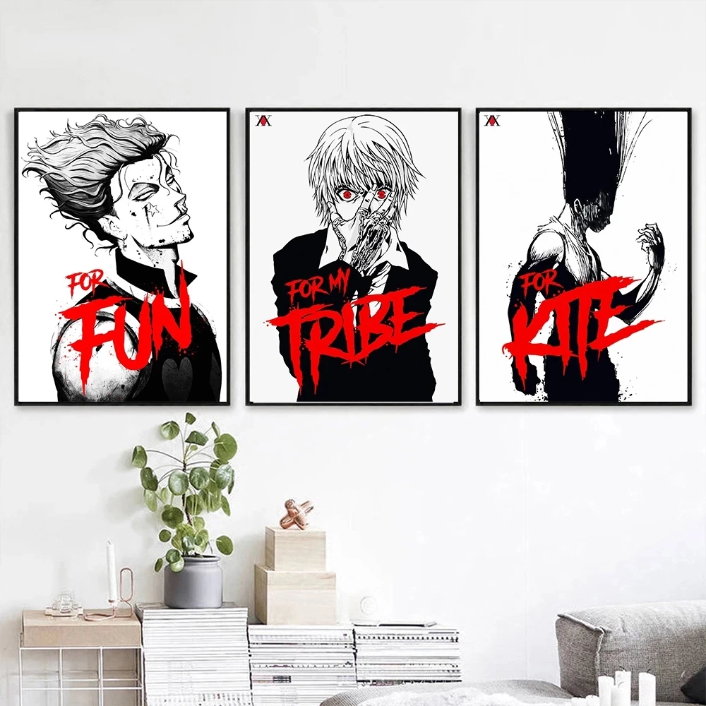 Killua Zoldyck Kurapika Gon Freecss аниме Hunter X постеры Hisoka холст картина мультфильм Настенная