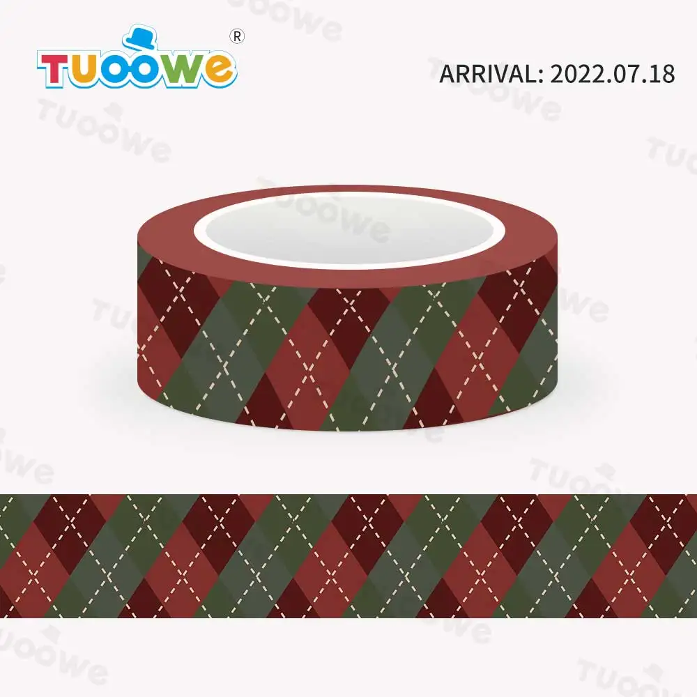 

2022 NEW 1PC 15mm*10m Christmas Red and Green Stripes Decorative Washi Tape Scrapbooking Masking Tape School Office Supply