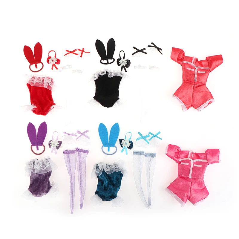 

1Set Doll Clothes Short Sleeve Shorts Sexy Bunny Dress Headband Stockings Party Uniform For 30CM Doll New and High Quality.