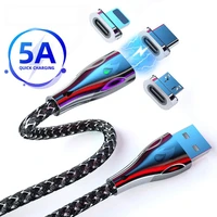 zinc alloy type c magnetic cable micro usb magnet phone cable zinc alloy 5a fast charging wire for mobile phone 1m2m