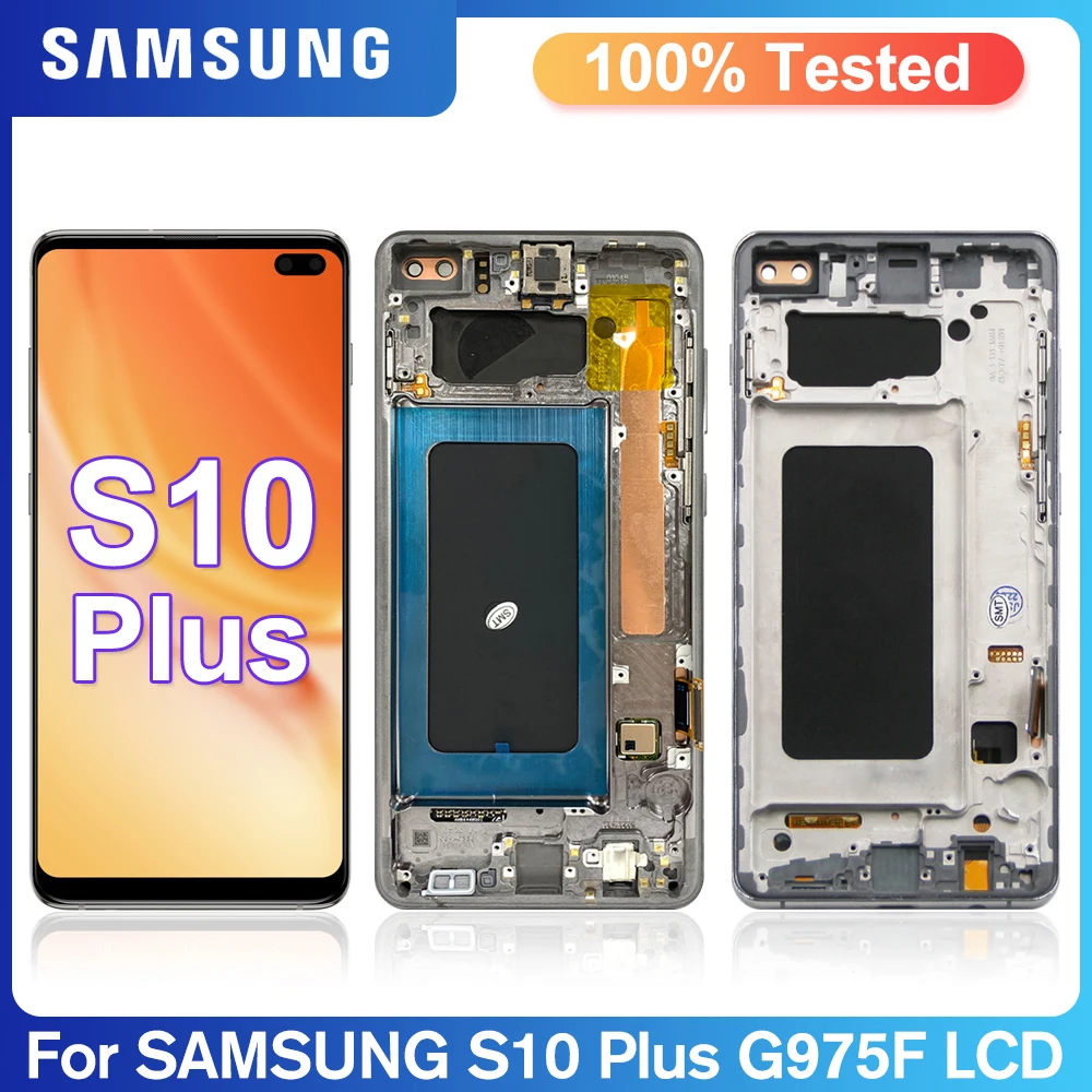 100% Новый оригинальный дисплей S10Plus для Samsung S10 Plus + сменный сенсорный ЖК-экран G975