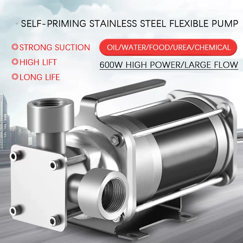 

Electric oil pump chemical diesel urea food honey glue lift flexible 12V24V220V self-priming stainless steel