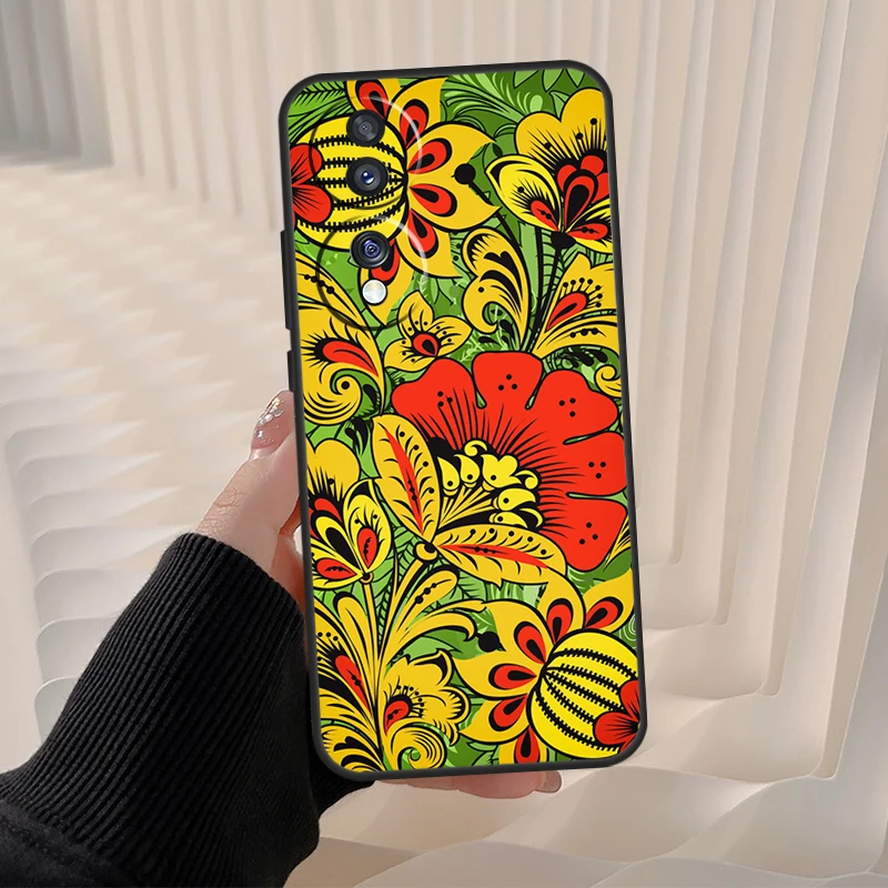 Фото Чехол с русским цветочным узором в стиле Хоклама для Honor Magic 8 7 6 Lite, Honor Win RT 90 70 50 400 200 Pro X8c X8b X9a X9b X9c X9d №2