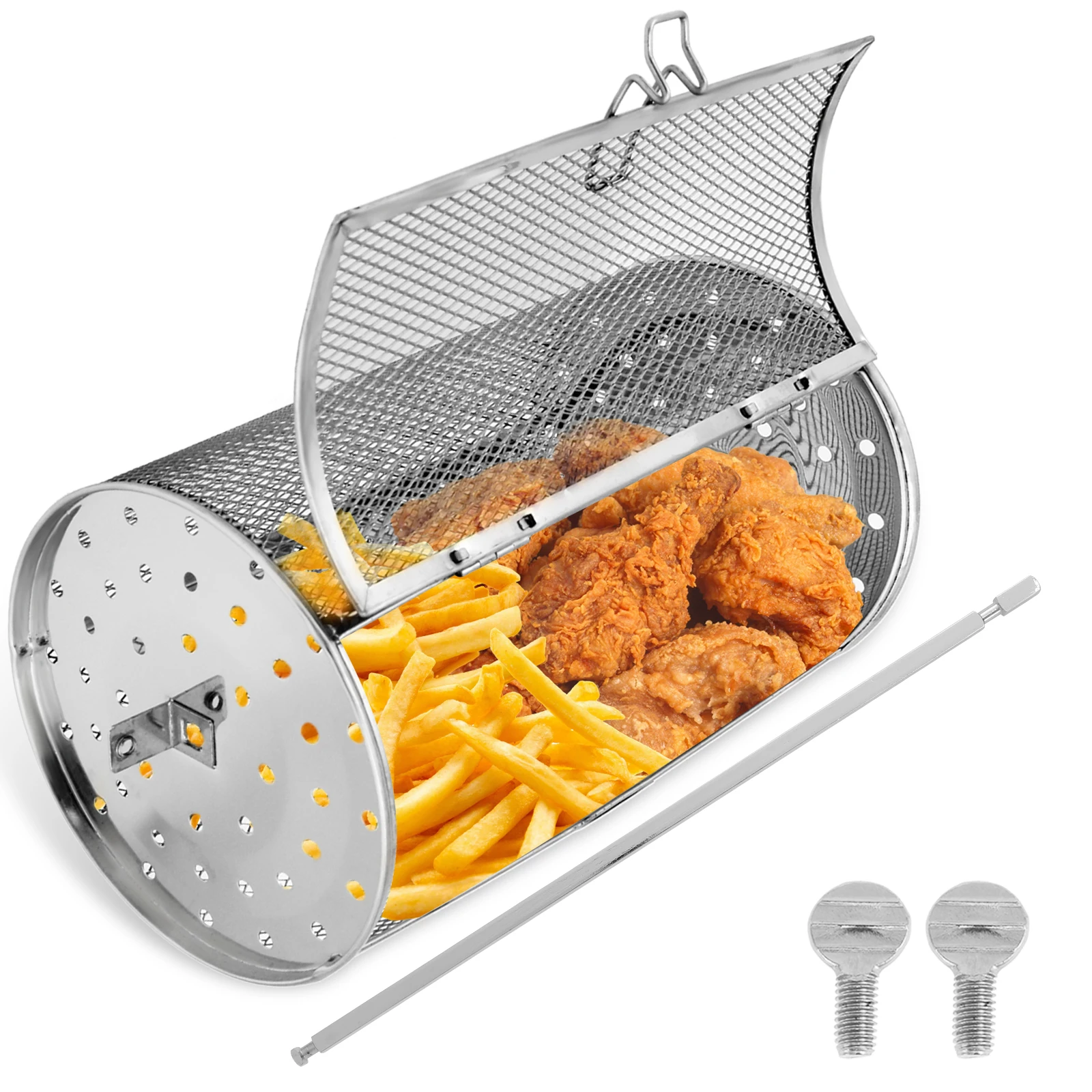 Вращающаяся корзина для гриля из нержавеющей стали орехи кофейные зерна клетка