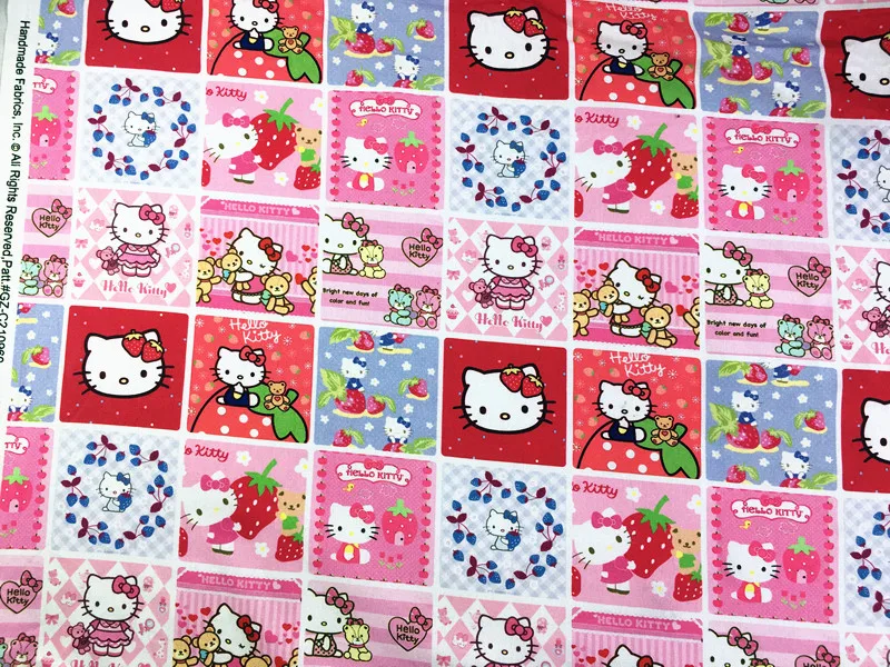 Мультяшный Hello Kitty 100% хлопчатобумажный материал лоскутное шитье рукоделие ткань