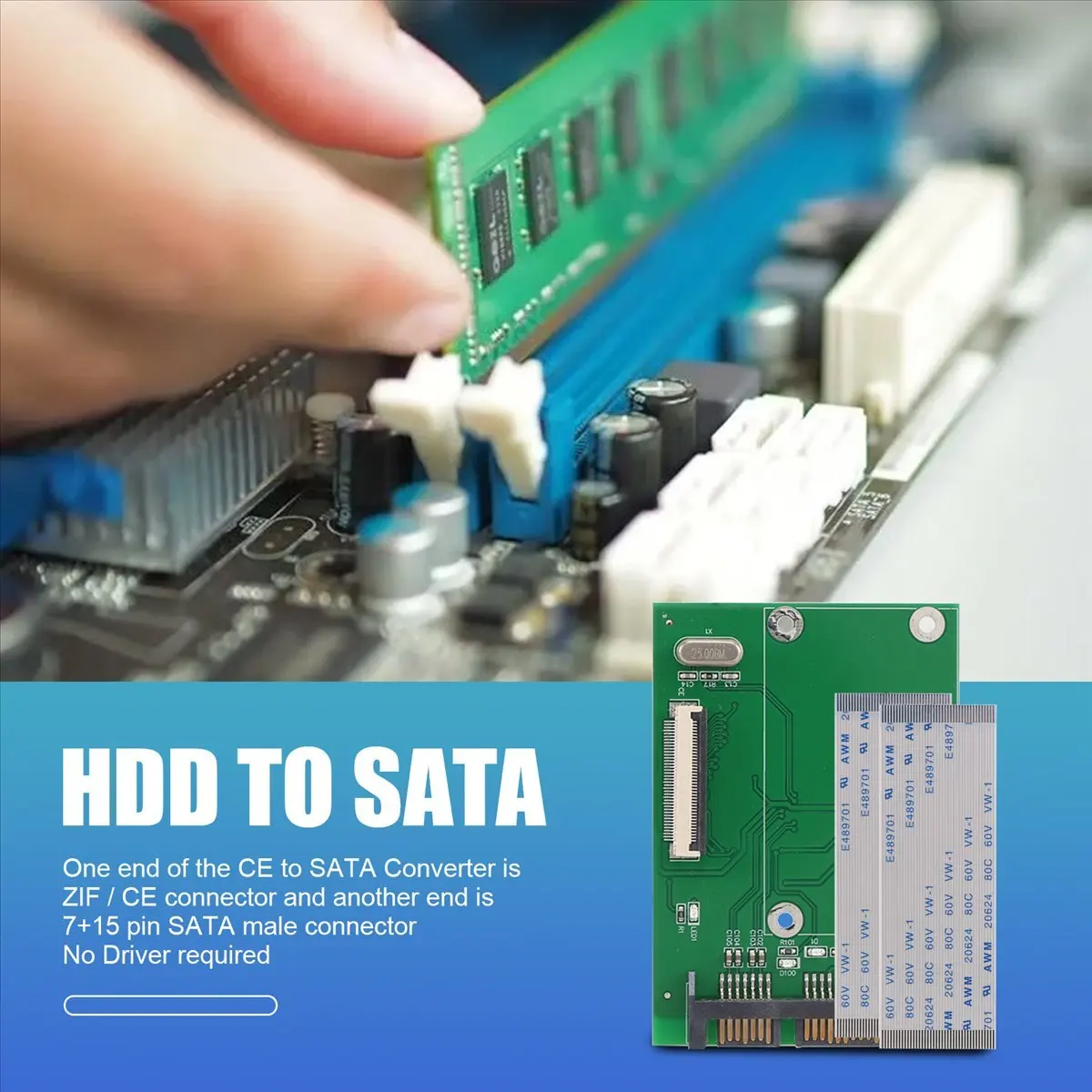 Фото Адаптер-конвертер L77A для SSD/HDD с 40-контактным разъемом ZIF/CE (1,8 дюйма) в 22-контактный SATA (7+15) №1
