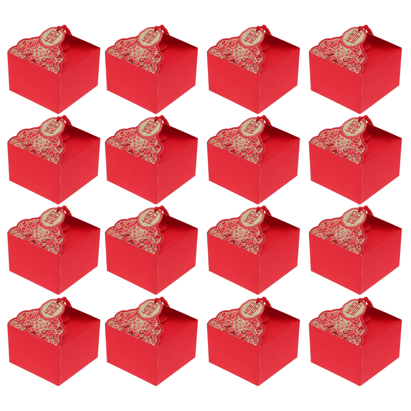 

20 Pcs Exquisite Packing Gift Box Red Gift Candy Case Portable Wedding Candy Box