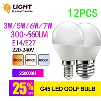 12pcs led bulb lamps g45 e14 e27 ac220v 240v light bulb real power 7w 6ww 5w 3w lampada living room home led bombilla