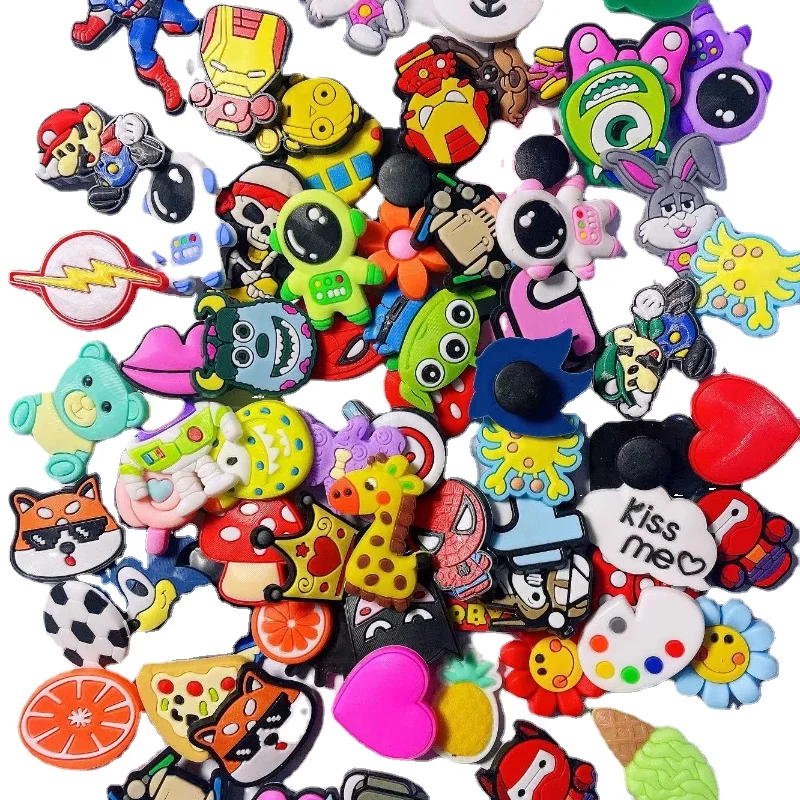Lot of 100 Random Shoe Charms For Croc Sandals Funny Cartton Shoe Decoration Jibz Unisex Gifts