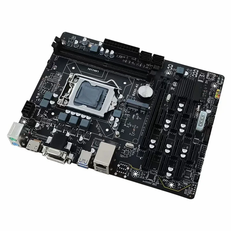 

B250 ETH Miner Motherboard 12XPCIE+SATA 15Pin to 6Pin Cable+Fan+SATA Cable+Switch Cable+Thermal Grease B250 AI