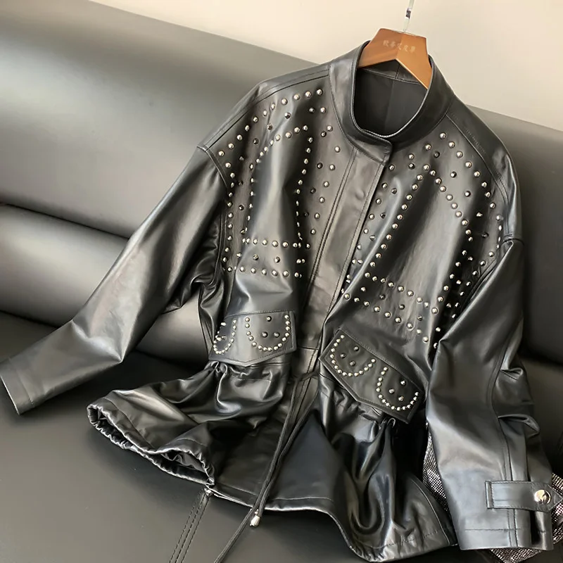 

Leather jacket,Genuine Leather Jackets Women Spring Autumn Oversized Coat Female Real Sheepskin Women Coats Chaquetas Para M2023