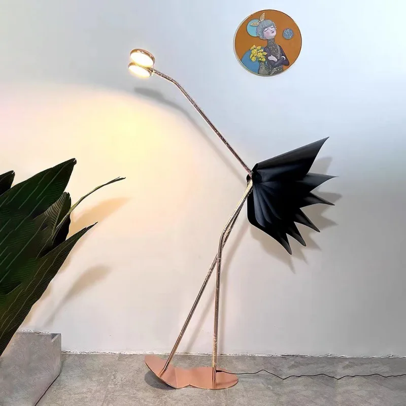 

Nordic High Floor Lamp Creative Flamingo Long Stand Lighting For Bedroom Living Room Study Long Floor Lighting