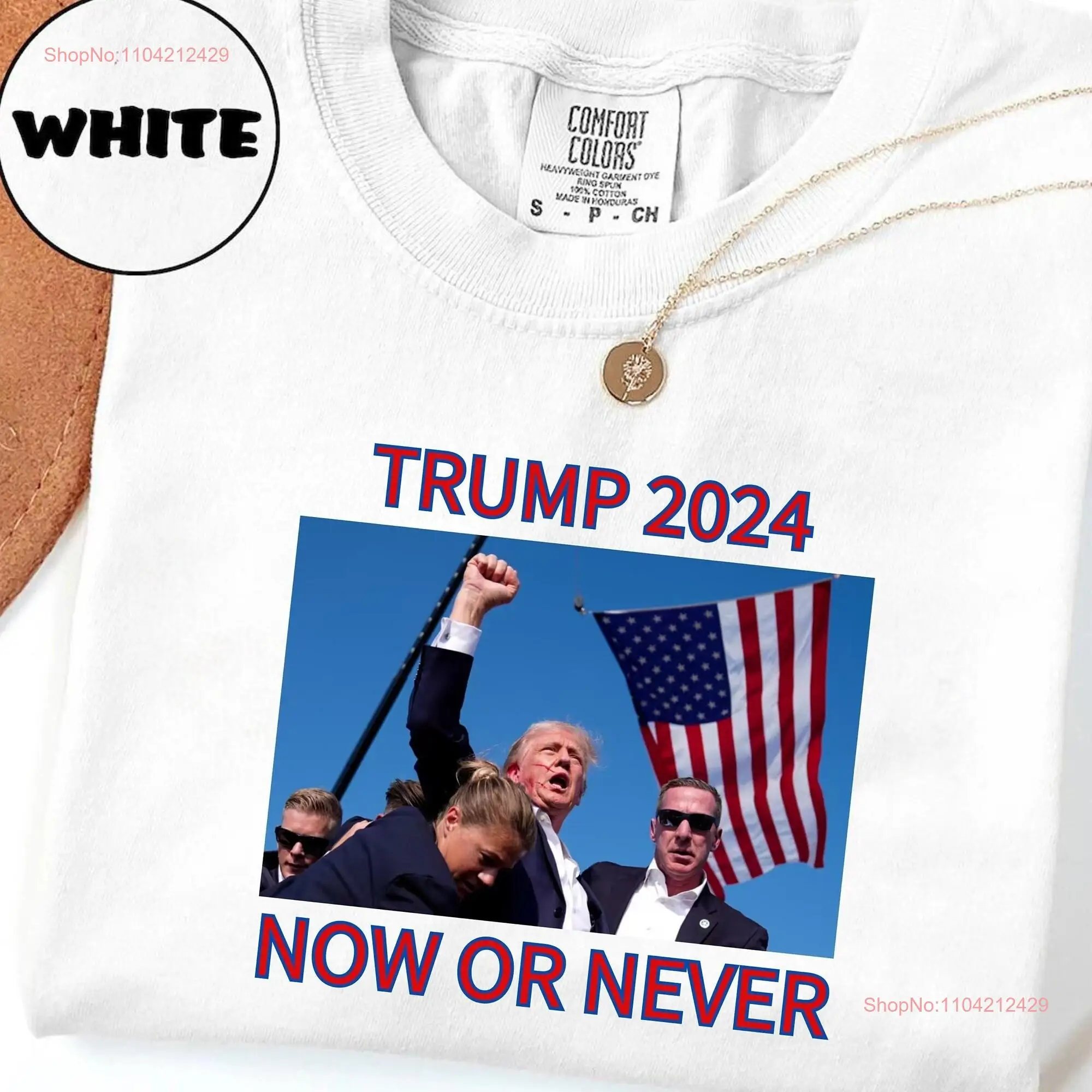 Футболка Comfort Colors Trump Pro America Political Patriotic 2024 теперь или никогда не забавная с
