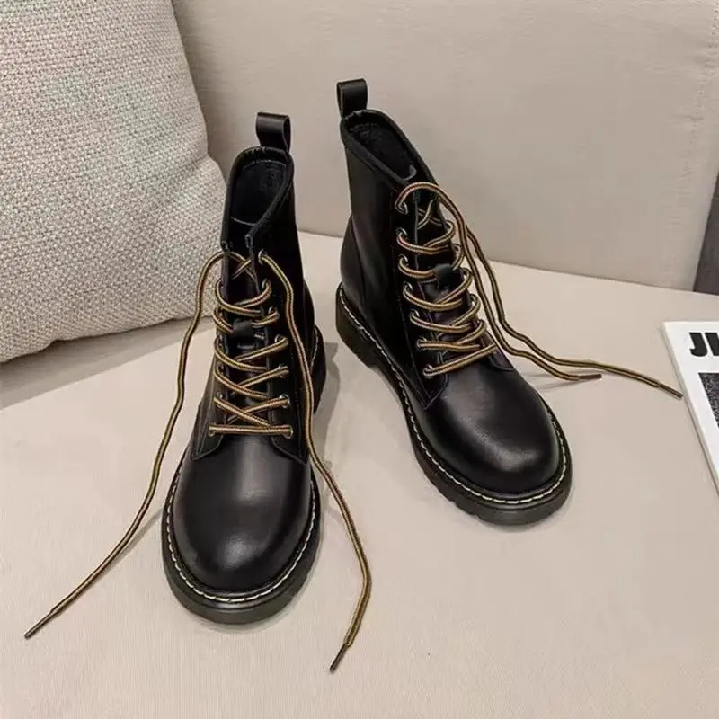 Winter Women Ankle Boots Black White Platform 2022 Fashion Autumn Warm Fur Motorcycle Non-slip Waterproof Female Shoes Chunky Bo