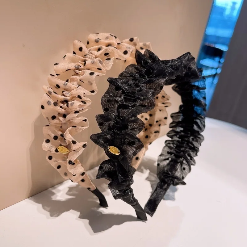 

Polka Dot Organza Hairbands Bow Headbands For Women Korea Hair Accessories Hair Bows Flower Ribbon Head Wrap Hair Band