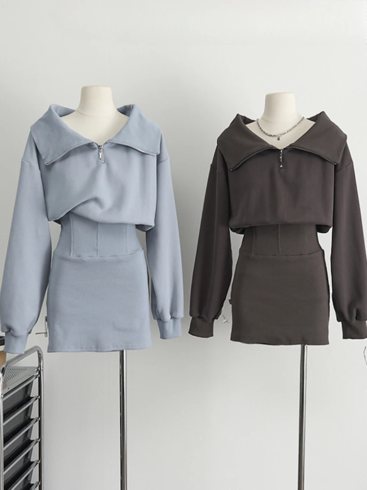 Sleepy Bunny Винтажные Мини-Свитшоты-Платья из Полиэстера и Хлопка Женские