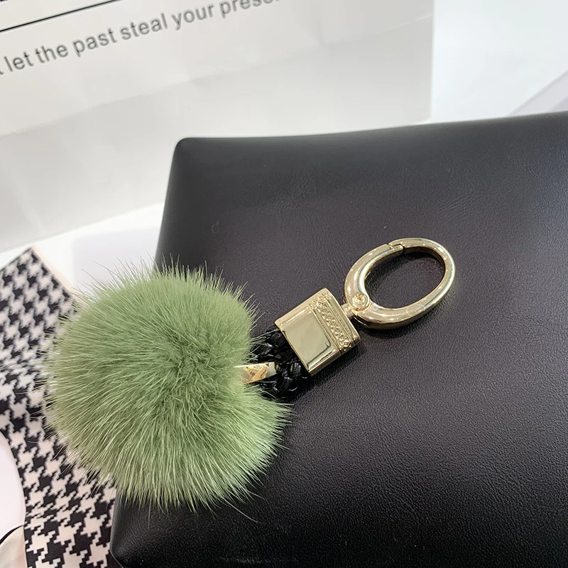 Ball New Arrival Handmade Keychain with Real Mink Fur, Cute Design for Women Girls, Keychain Accessory for Bags Cars, Gifts