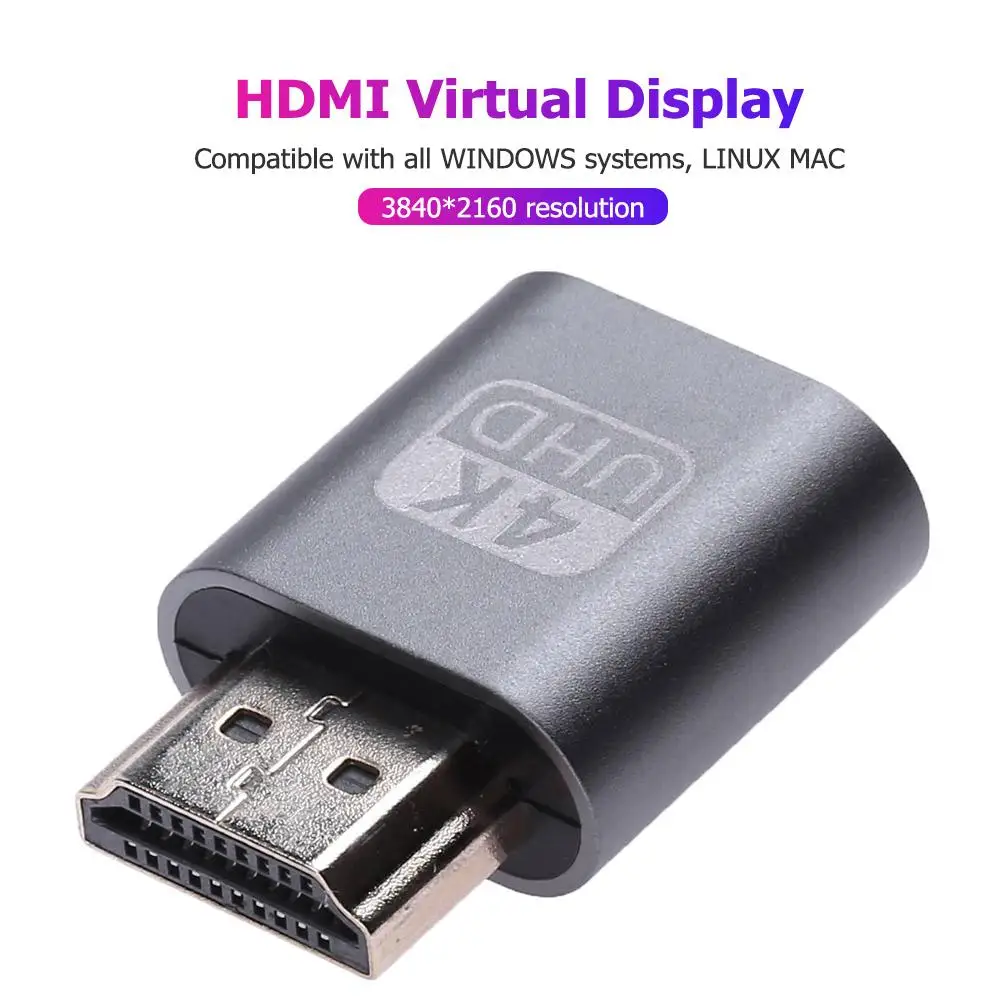 

Адаптер Виртуального дисплея, совместимый с HDMI, 1,4 DDC EDID, фиксатор вилки, графическая карта, графический процессор, эмулятор для майнинга бит...