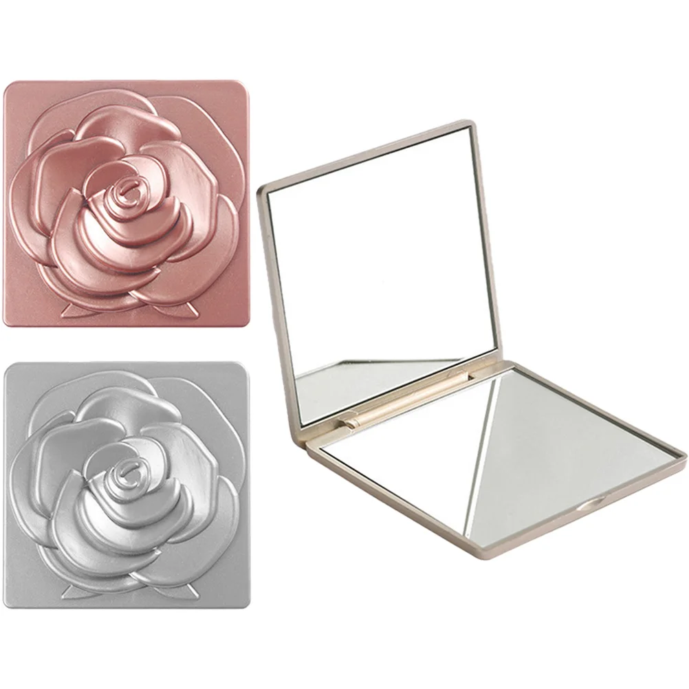 

3 Pcs Double Sided Mirror Compact Small Hand Held Gilt Abs Women Purse Makeup Man