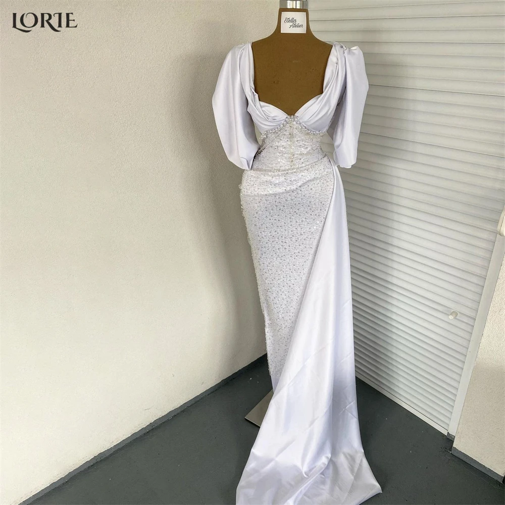 

Блестящие однотонные вечерние платья LORIE с юбкой-годе, блестящее платье с рукавами-крылышками и глубоким V-образным вырезом, атласное платье для выпускного вечера, блестящие вечерние платья 2022