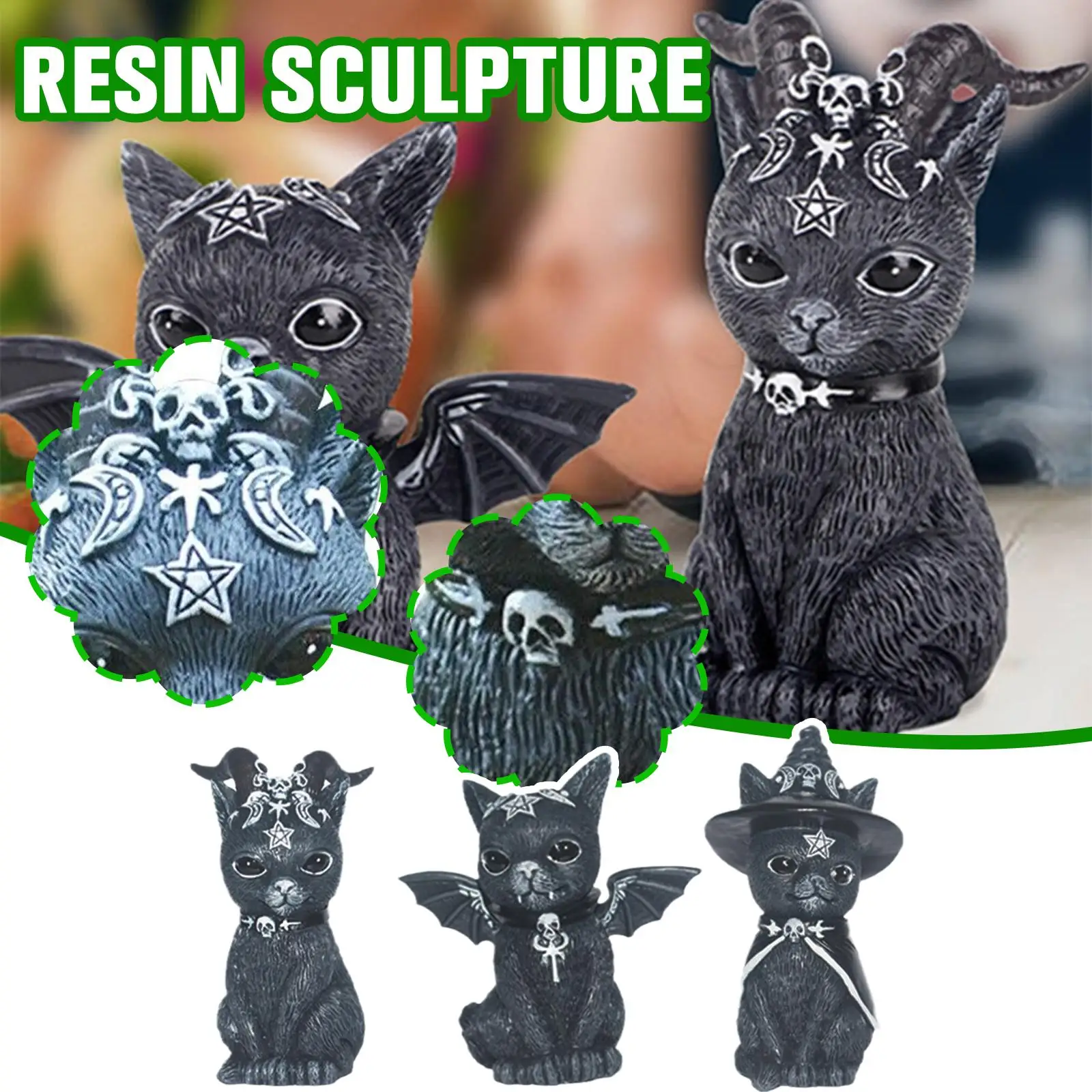 Украшение для сада ведьма демон модель готический котенок Волшебная кошка из