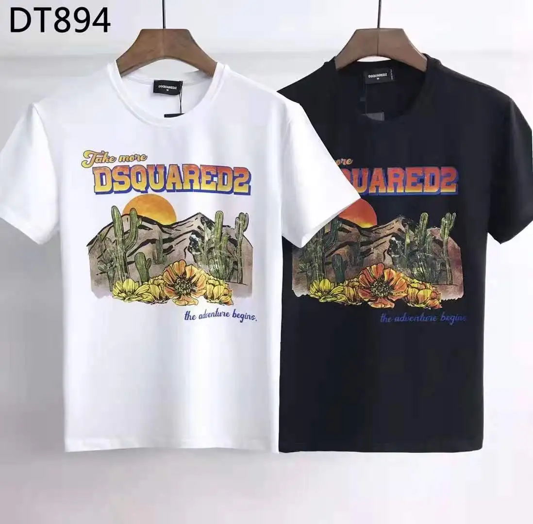 

Dsquared2 Women/Men's Letter Pattern Print Cactus Stylish Cotton Summer Top T Shirts Couple Outfit DT894#