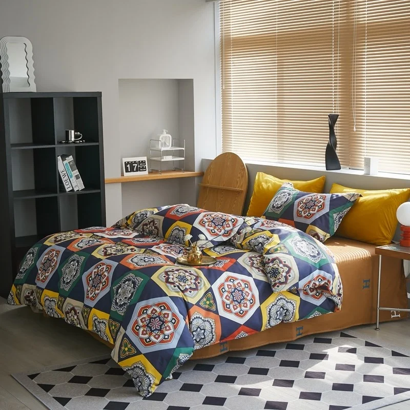 

100%Cotton Colorful Boho Paisley Duvet Set Twin Queen size Bedding set Soft Comforter Cover Bed Sheet Pillowcases