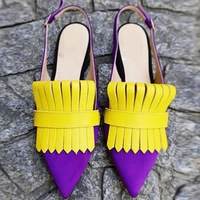 flat muller shoes for women 2022 new summer low heels pointed toe back strap womens sandals tassel female loafers shoes