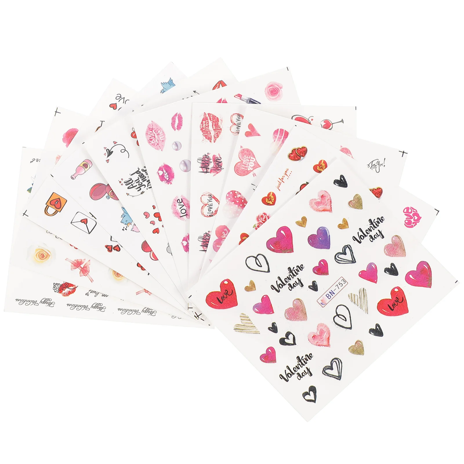 

Nailsticker Decals Stickersvalentine Women Heart Valentines Self Adhesive Heartswater Day S Decal 5D