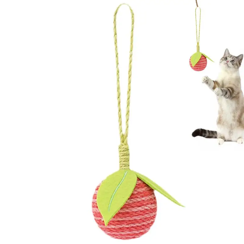 

Cat Ball Toy Fruit Design Cat Scratch Ball Toy Interactive Sisal Ball With Clean Teeth Function Durable And Fun Cat Ball Toys