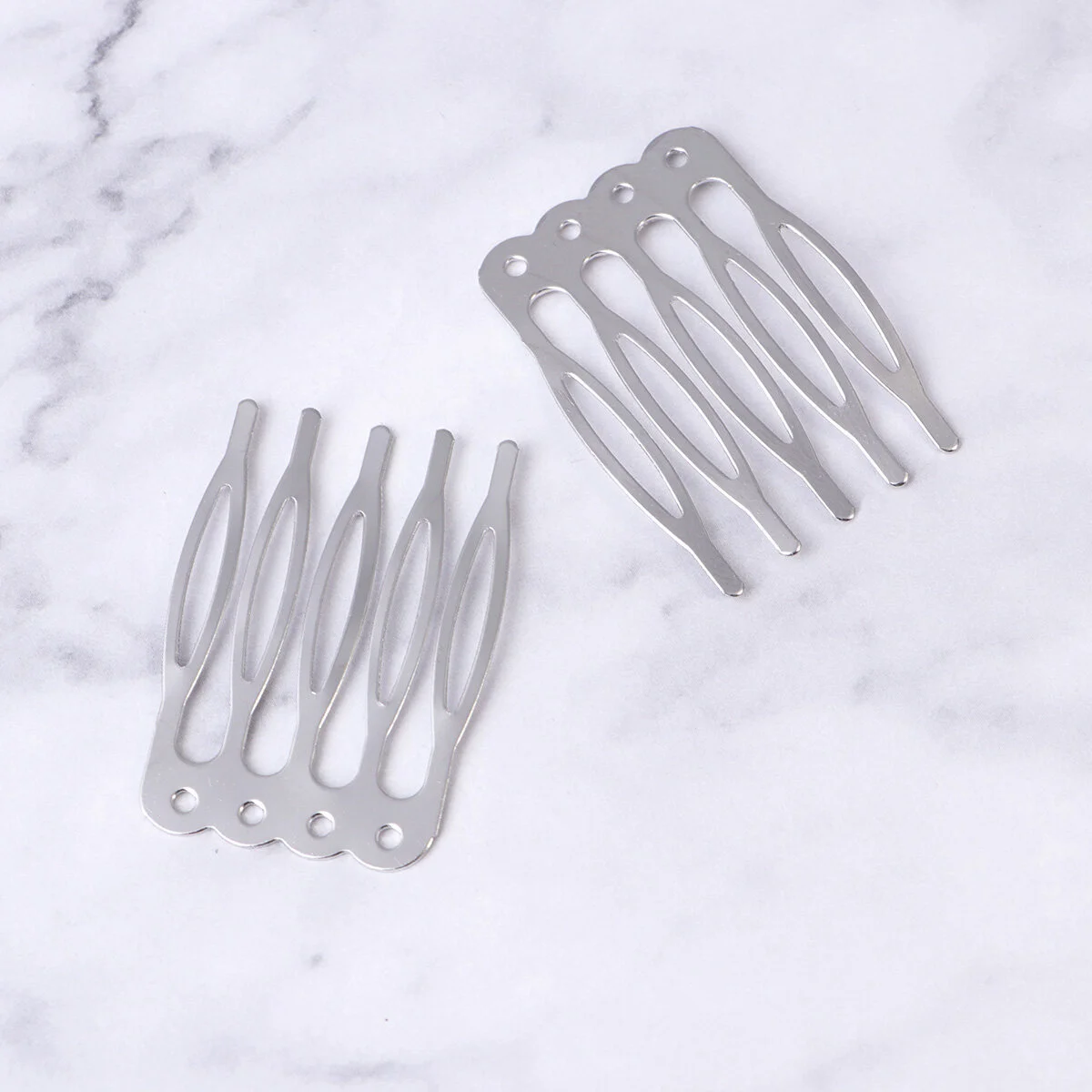 

50pcs DIY Hair Combs Simple Tuck Comb Fashion Five Teeth Combs Handmade Hair Accessories for Women Girls Ladies (Silver)